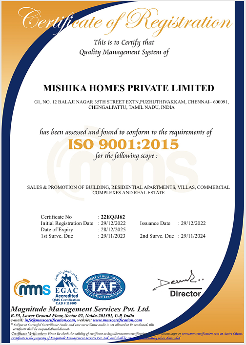 Certification - Mishika Homes